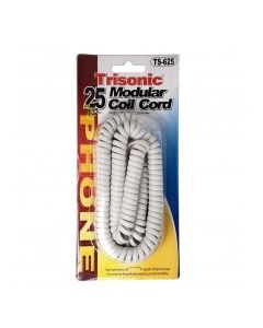 TRISONIC COIL CORD WHITE 25ft