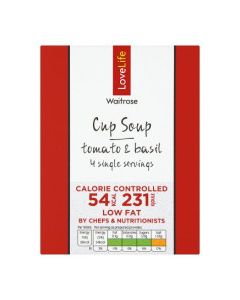 WAITROSE SOUP TOMATO & BASIL 4x16.5g