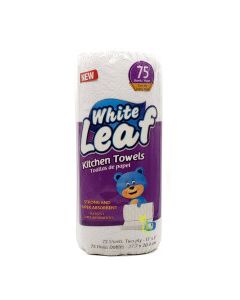 WHITE LEAF KITCHEN TOWEL 75s