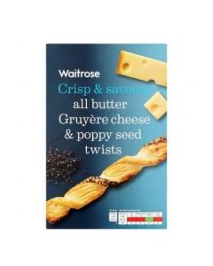 WAITROSE TWISTS CHEESE POPPY 125g