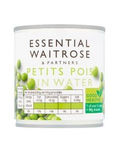 WAITROSE PETITS POIS IN WATER 400g